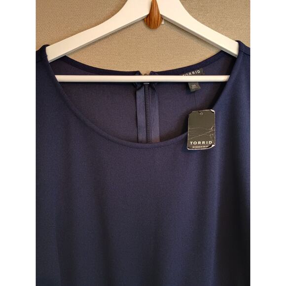 Torrid Dress Women 20 Blue Side Tie Waist Stretch Minimalist Corpcore Career NWT - Picture 4 of 12